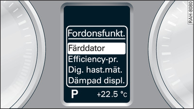 Kombiinstrument: meny bilfunktioner